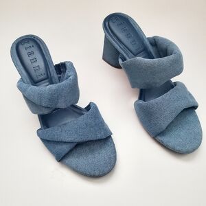 Gianni Bini Lorri Denim Block Heel Sandals, Size 8.5